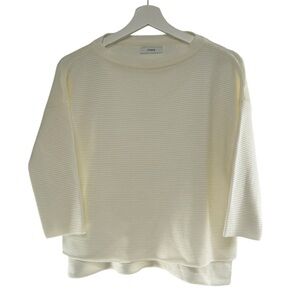 Rivera Spain textured white dralon bateau neck high low sweater S